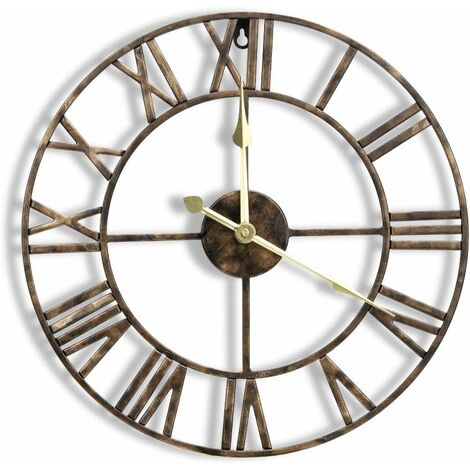 16 Inch Metal Wall Clock with 3D Roman Numerals, Quiet Movement and Battery Operated, Stunning Wall Decor for Kitchen, Living Room and Farmhouse, Vintage Bronze