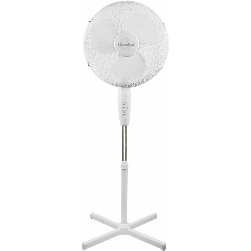 Groundlevel - 16 Inch Stand up Fan with Oscillating head - White