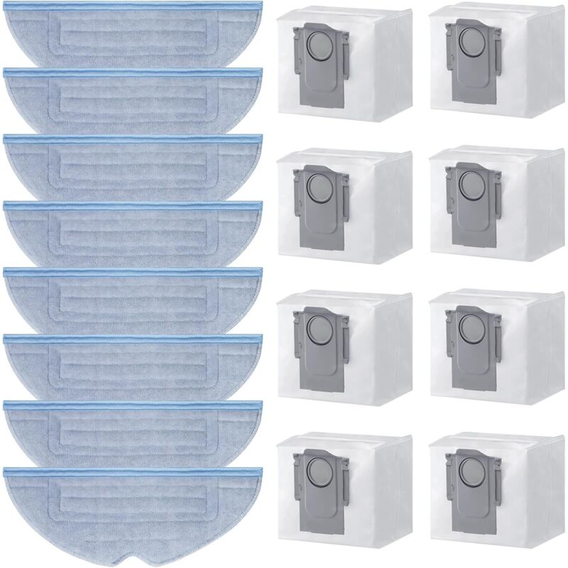 Alovez - 16 Kit Accessoires Pièces de Rechange Remplacement pour Xiaomi Roborock S7 MaxV Ultra, S7 Pro Ultra, Q7+, Q7, Max+, T8, Q5+, 8 Serpillière,