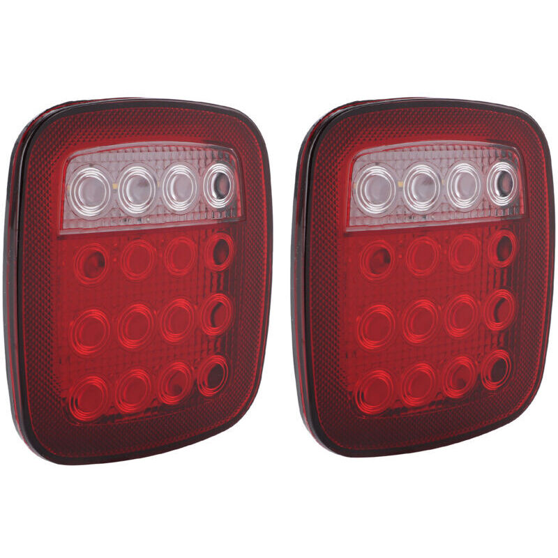 16 LED bi-color red and white reversing light, square side marker light, compatible with Jeep Wrangler JK CJ YJ (1976-2006),
