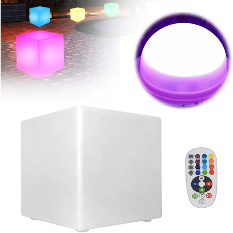 16 led changeant de couleur en forme de cube de tabouret avec télécommande, lampe lumineuse rechargeable éclairage décoratif