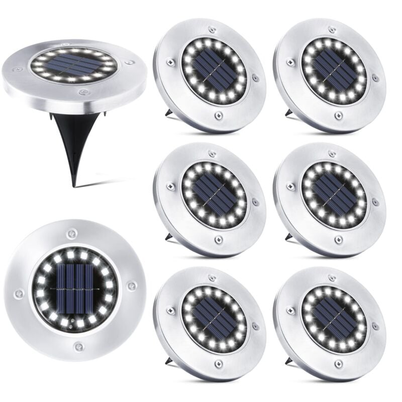 16 led Lampe Solaire Extérieur-8 Pièces Spot Solaire Jardin Etanche Lampadaire pour Passerelle Chemin Terrasse Cour Souterraine Encastrer Pelouse