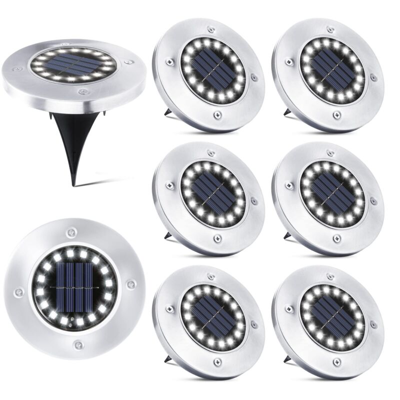 Memkey – Lot de 8 spots solaires encastrables IP65 – 16 LED – Autonomie 10h – Éclairage extérieur pour jardin, terrasse et allée - rieur-8