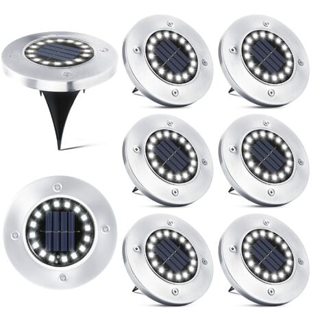 MEMKEY 16 LED Lampe Solaire Extérieur-8 Pièces Spot Solaire Jardin Etanche Lampadaire pour Passerelle Chemin Terrasse Cour Souterraine Encastrer Pelouse