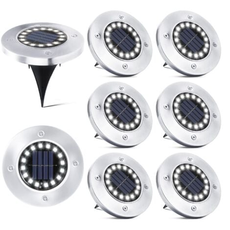 MEMKEY 16 LED Lampe Solaire Extérieur-8 Pièces Spot Solaire Jardin Etanche Lampadaire pour Passerelle Chemin Terrasse Cour Souterraine Encastrer Pelouse