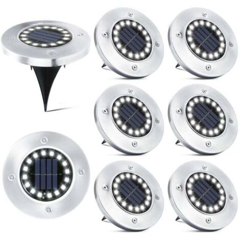 16 LED Lampe Solaire Extérieur-8 Pièces Spot Solaire Jardin Etanche Lampadaire pour Passerelle Chemin Terrasse Cour Souterraine Encastrer Pelouse