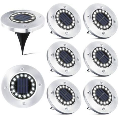 16 LED Lampe Solaire Extérieur-8 Pièces Spot Solaire Jardin Etanche Lampadaire pour Passerelle Chemin Terrasse Cour Souterraine Encastrer Pelouse..