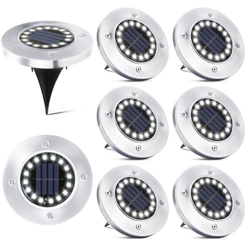 16 LED Lampe Solaire Extérieur-8 Pièces Spot Solaire Jardin Etanche Lampadaire pour Passerelle Chemin Terrasse Cour Souterraine Encastrer Pelouse