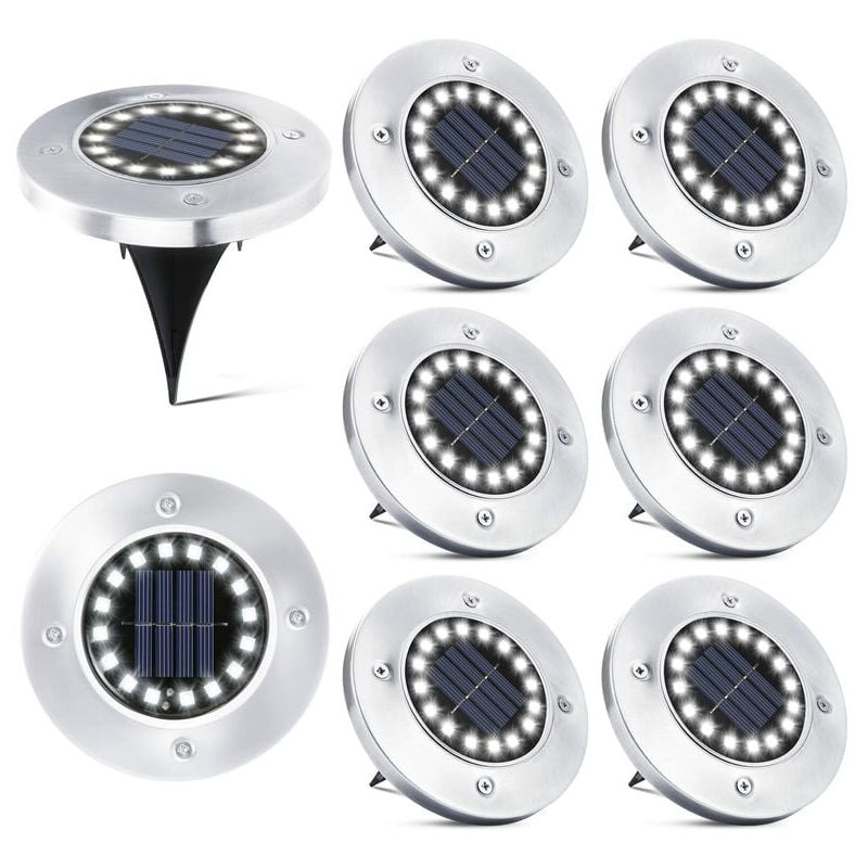 Debuns - 16 led Lampe Solaire Extérieur-8 Pièces Spot Solaire Jardin Etanche Lampadaire pour Passerelle Chemin Terrasse Cour Souterraine Encastrer