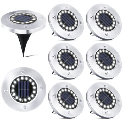 16 LED-Solarleuchten für den Außenbereich – 8 wasserdichte Solarstrahler für Garten, Einfahrt, Terrasse, Hof, Keller, Raseneinbau, NPTERBL