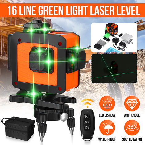 16 linee 360 &#8203;&#8203;orizzontale verticale croce 4D livello laser a luce verde misurazione autolivellante raggio laser super potente (4D 16 linee (spina EU))