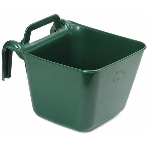16 litres, Vert 07: Mangeoire portable pour chevaux, très résistante, avec supports et poignée, d'une capacité de 16 l