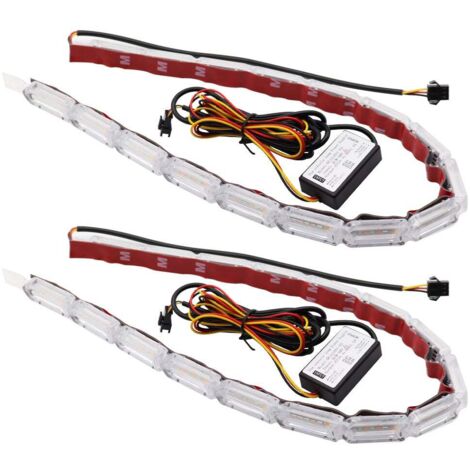 16 luci, confezione da 2, lampada Crystal Eye, luce di marcia diurna a LED, indicatore di direzione, luce di marcia a LED da 12 V con luce di marcia diurna per auto a due colori, striscia guida per in