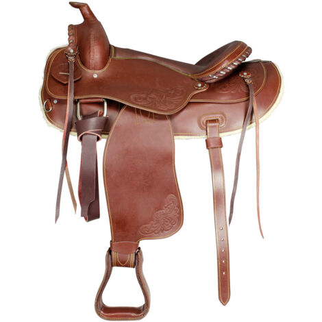 16", Marron: Selle western arrondie modèle SILVER WIRE