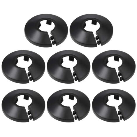 16 mm Rohrabdeckung, Dekoration, PP, Heizkörper-Rosette, Wasserrohr-Wandabdeckung, Schwarz, 8 Stück