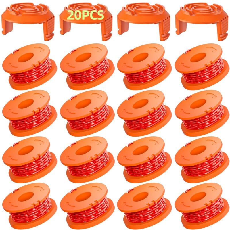 16 Pack Bobine Fil Coupe Bordure 3 m - WA0004.1/WA0010 Coupe Bordures Ø1,65 mm, Bobine de Fil Debroussailleuse(16 Fil Coupe Bordure,4 Couvercle)