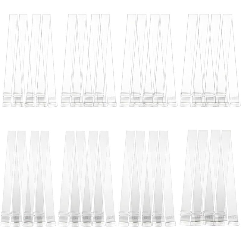 Largeight - 16 Pairs of Transparent Bra Straps Kit, Adjustable Clear Bra Straps, Non-Slip Invisible Transparent Straps for Women (Transparent/Matte: