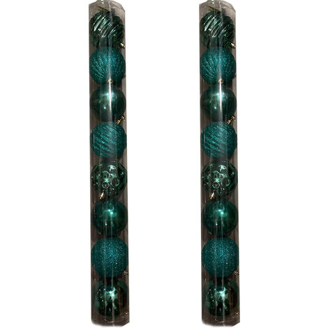 16 Palle a sfera palline per decorazione addobbo albero di natale verde cm 10