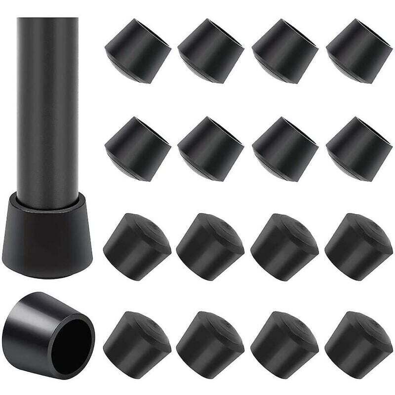 16 Paquet Embouts de protection de chaise, Embout pied de chaise Caoutchouc pied de chaise Protection Embouts, Diamètre intérieur - 1 pouce / 25 mm,