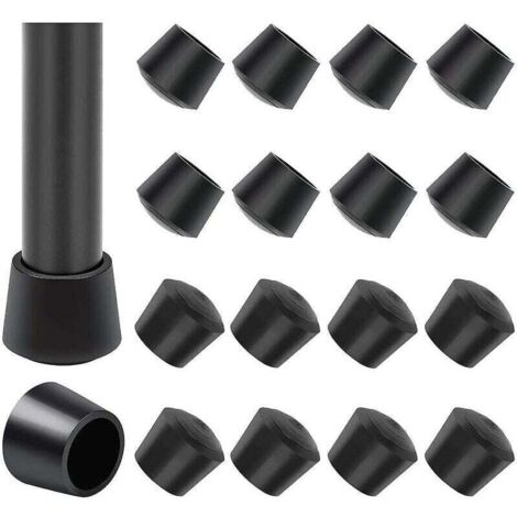 16 Paquet Embouts de protection de chaise, Embout pied de chaise Caoutchouc pied de chaise Protection Embouts, Diamètre intérieur - 1 pouce / 25 mm, noir