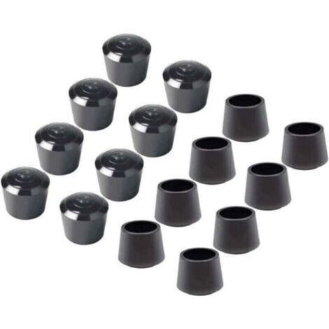 16 Paquet Embouts de protection de chaise, Embout pied de chaise Caoutchouc pied de chaise Protection Embouts, Diamètre intérieur - 7/8 pouce / 22 mm, noir
