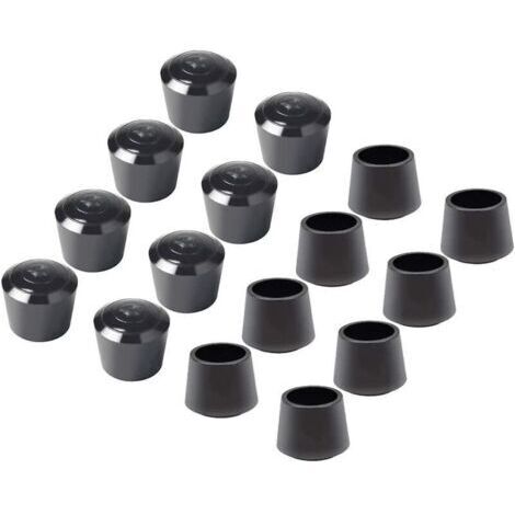 16 Paquet Embouts de protection de chaise, Embout pied de chaise Caoutchouc pied de chaise Protection Embouts, Diamètre intérieur - 7/8 pouce / 22 mm, noir