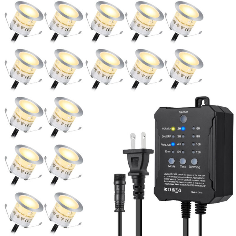 16 pcs éclairage LED encastré pour terrasse,IP67,12V,gradation