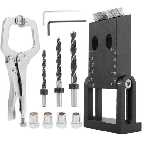16 PCS Gabarit de trou incliné pour le travail du bois à 15 degrés, kit de gabarit de trou de poche - Guide de perçage de chevilles, outils de menuiserie,Localisateur de poinçon pour le travail du boi