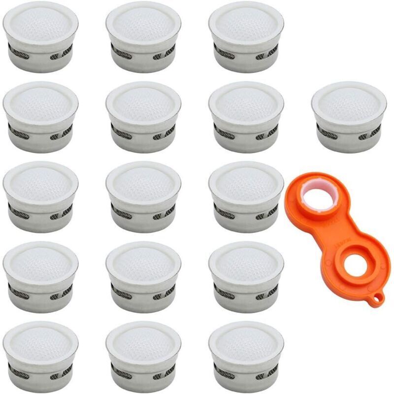 16 PCS Mousseurs Robinet Acier Inoxydable Mousseur Aérateur Robinet économiseurs d'Eau Bubbler Remplaçable Barboteur Accessoires avec Outil de Clé à