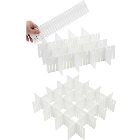 16 PCS Organisateur de Tiroir Diviseur de Tiroir DIY Separateur Tiroirs Reglable Pour Fournitures de Bureau, Chambre à Coucher, Cuisine, Ustensiles de Maquillage (Blanc)