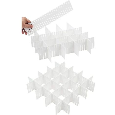 16 PCS Organisateur de Tiroir Diviseur de Tiroir DIY Separateur Tiroirs Reglable Pour Fournitures de Bureau. Chambre à Coucher. Cuisine. Ustensiles de Maquillage (Blanc)