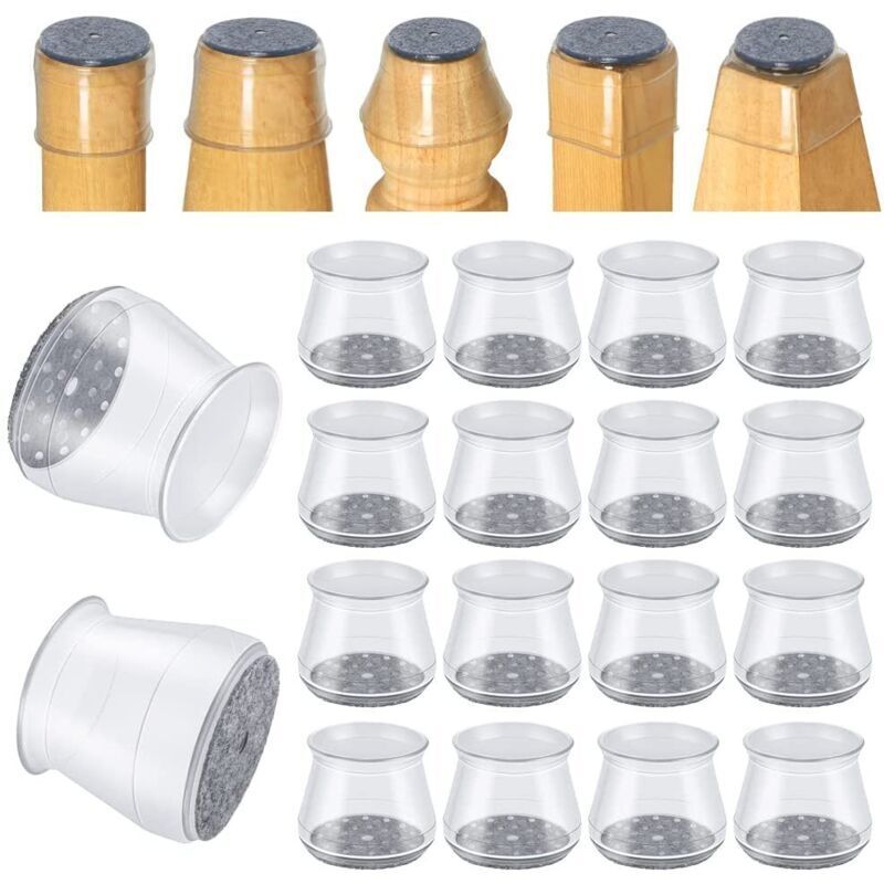 16 Pcs Protection Pied de Chaise,Petit protège Pied de Chaise, Protections de Sol en Silicone Transparent pour Pieds de Chaise av