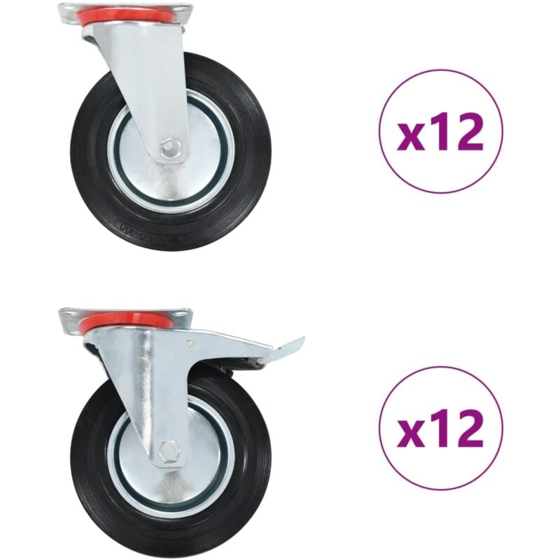 Vidaxl - 24 pcs Roulettes pivotantes 200 mm