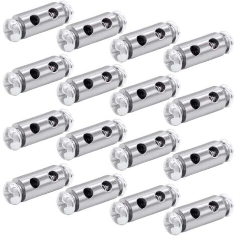 16 pcs Serre à Capuchon, Serre Cable Acier, Serre Cable Inox, pour câbles Double Extrémité en Fil d'Acier, Tendeur Cable Inox avec Écrous d’Extrémité pour Cordes à Rideaux, Cordes à Linge