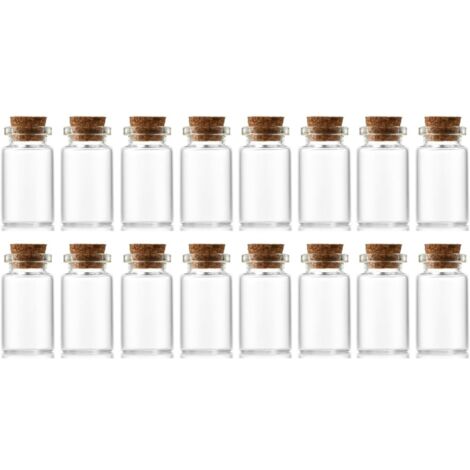16 petites bouteilles en verre 8 ml avec bouchon, flacons décoratifs miniatures, pots de rangement mignons, 22 x 40 mm