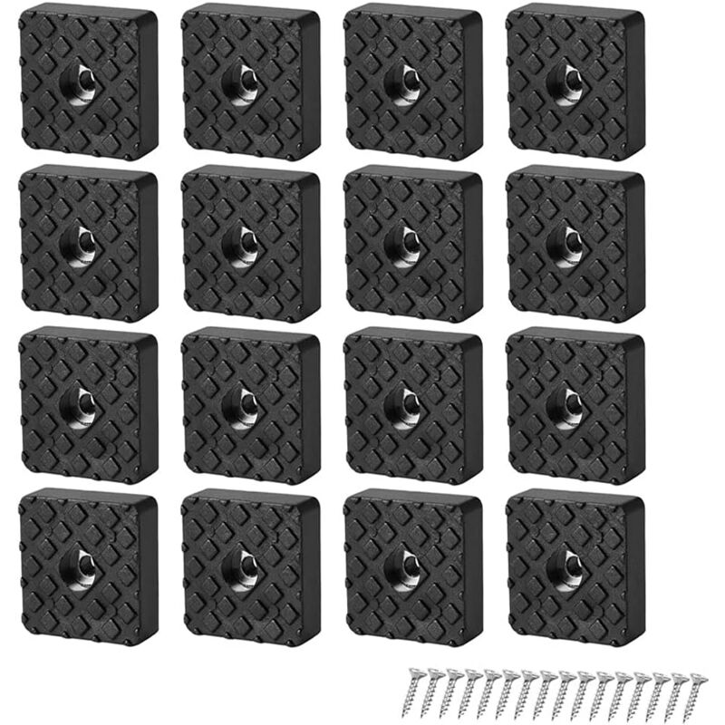 Image of (16 pezzi) Tappi per gambe di sedie in gomma antiscivolo neri Protezioni per piedini per mobili Forma quadrata per sedia Divano Cuscino per sedia