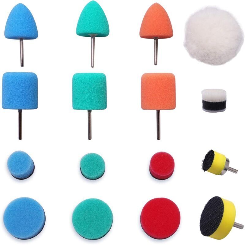 16-Piece Mini Polishing Set, 15mm 25mm Polishing Pad Kit, Polishing Sponge, Polishing Ball Kit for Car Sanding with Electric Rotary Tool
