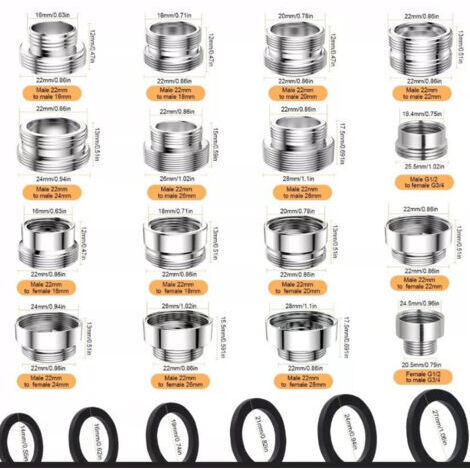 16 Pièces Adaptateur Robinet Kit, Livré avec 30 Entretoises, Connecteur d’Aérateur et Adaptateur pour Robinet, Connecteur Aérateur de Robinet pour Tuyau D'arrosage, Pulvérisateurs D'évier