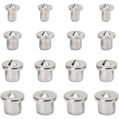16 pièces Alignement de Bois Pointe Centrage de Goujon Outil de Centrage de Goujon pour le Travail du Bois au Centre de la Goupille, 6 mm 8 mm 10 mm 12 mm (Solide)
