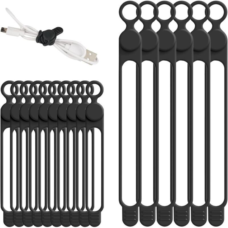 16 Pièces Attaches De Câble En Silicone,Attache Cable Silicone,Silicone Attache Cable,Serre Câbles Silicone,Silicone Cable Ties,Attache Cordon