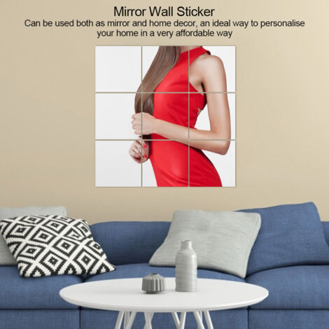 16 Pièces Autocollants Miroirs PVC Carrés pour Décoration Murale Fenêtre Salle de Bain