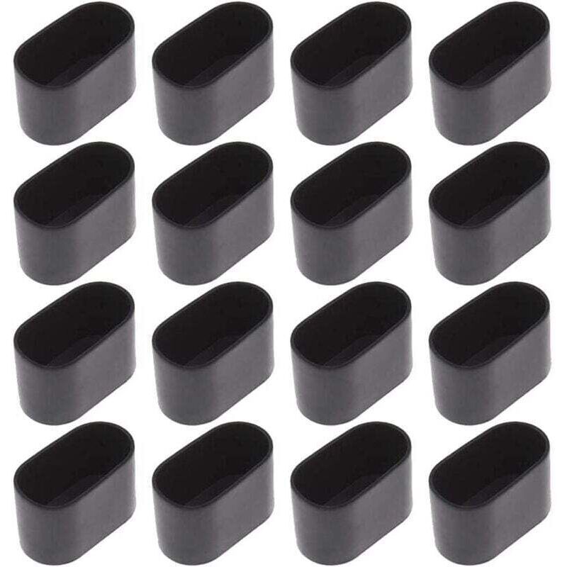 16 pieces chair leg caps, chair leg protection, floor protection, foot caps for folding chair oval tube, plastic (black 16 pieces / 20 x 40 mm)