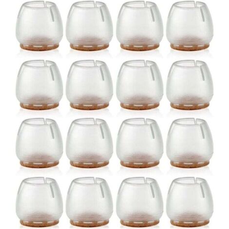 16 Pièces Chaise Casquettes 17-21mm Patins pour Meubles Silicone Protection Plaquettes de Pieds de Meubles Chaise Jambe Caches Housse de Table Rayures Protecteurs de Sol pour Pieds Ronds
