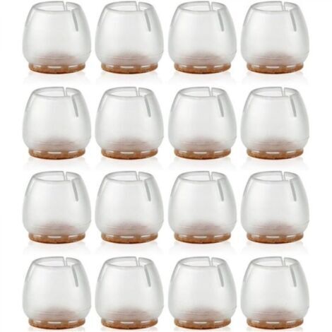 16 Pièces Chaise Casquettes 17-21mm Patins pour Meubles Silicone Protection Plaquettes de Pieds de Meubles Chaise Jambe Caches Housse de Table Rayures Protecteurs de Sol pour Pieds Ronds