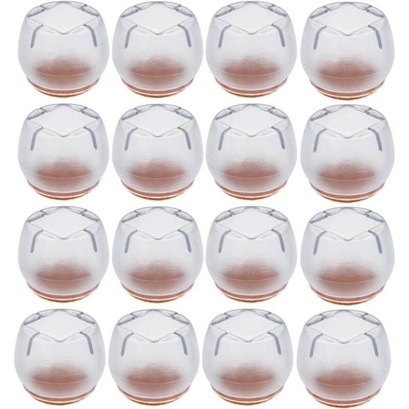 16 Pièces Chaise Casquettes 21-25mm Patins pour Meubles Rond Carré Silicone Protection Plaquettes de Pieds de Meubles Chaise Jambe