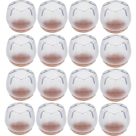 16 Pièces Chaise Casquettes 21-25mm Patins pour Meubles Rond Carré Silicone Protection Plaquettes de Pieds de Meubles Chaise Jambe