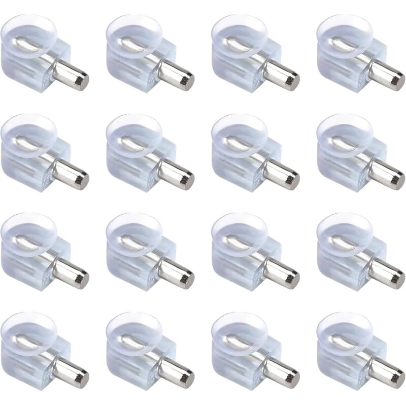 16 Pièces Chevilles De Support D'Étagère, Support de plan en cristal avec ventouse pour vitres, De L en Bois Et Verre De Armoire Rangement Meuble