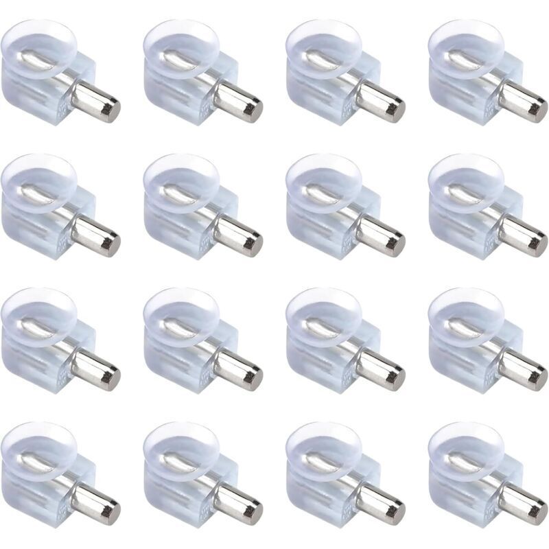 16 Pièces Chevilles De Support D'Étagère, Support de plan en cristal avec ventouse pour vitres, De L en Bois Et Verre De Armoire Rangement Meuble