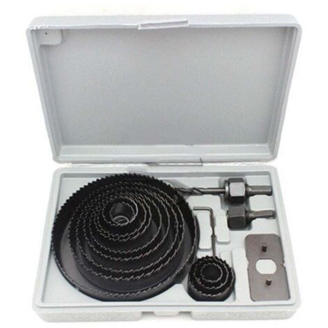 16 Pièces Coffret Scie Cloche, 19 mm à 127mm Scie-cloches, Acier au Carbone Scie Cloche pour Bois, Placo, avec 2 Raccords Hexagonaux