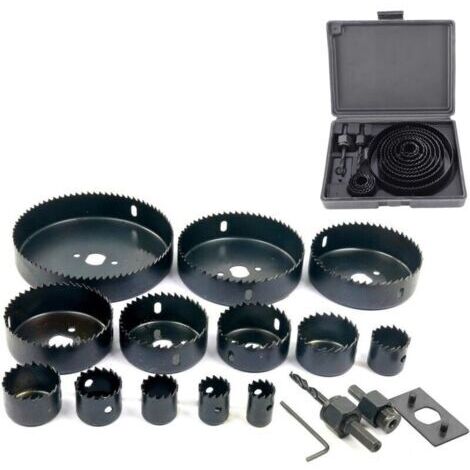 16 Pièces Coffret Scie Cloche Construction De 19-127 Mm Pour Bois Metaux Platre